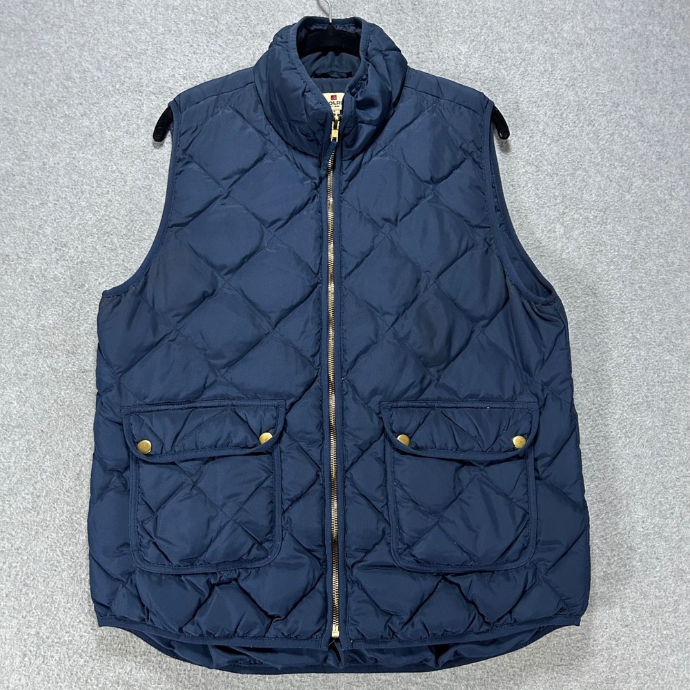 Woolrich Quilted Puffer Vest Mens L Navy Blue Outdoor Classic Preppy